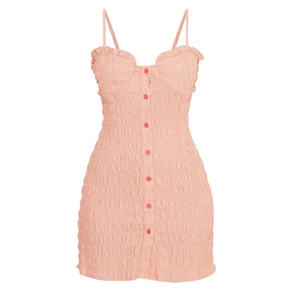 Chic Pink PrettyLittleThing Gingham Body Con Dress with Ruffle Detail - Picture 3 of 8